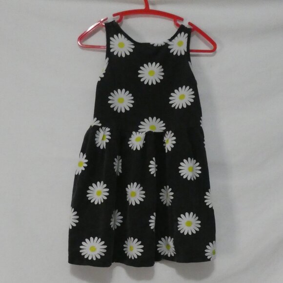 Black Floral Cotton Summer Dress P2P 10.5 inches measured Not Lined - Picture 2 of 14